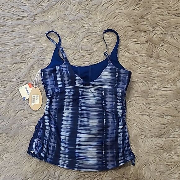 NWT Prana belieze hazy days womens blue and white tye dye taniki swimsuit top - Picture 5 of 6
